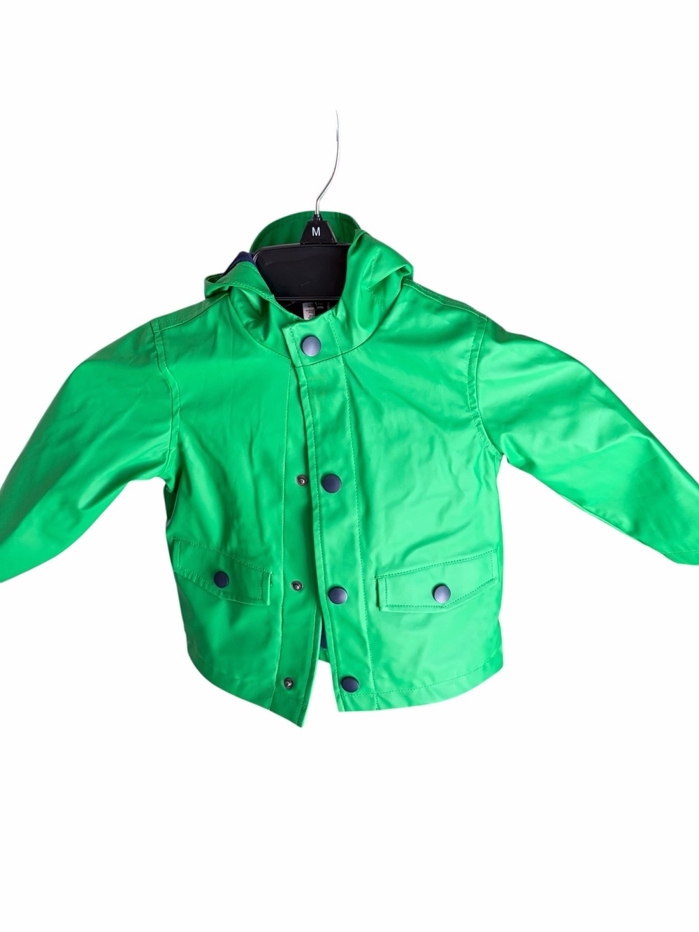 Kids Bright Green Hooded Rain Jacket